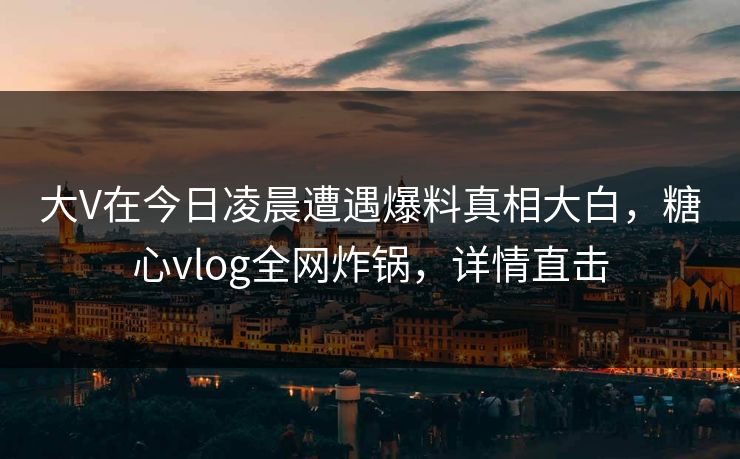 大V在今日凌晨遭遇爆料真相大白,糖心vlog全网炸锅,详情直击 大V在今日凌晨遭遇爆料真相大白,糖心vlog全网炸锅,详情直击