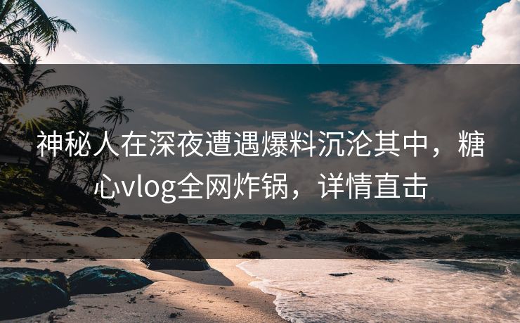 神秘人在深夜遭遇爆料沉沦其中，糖心vlog全网炸锅，详情直击
