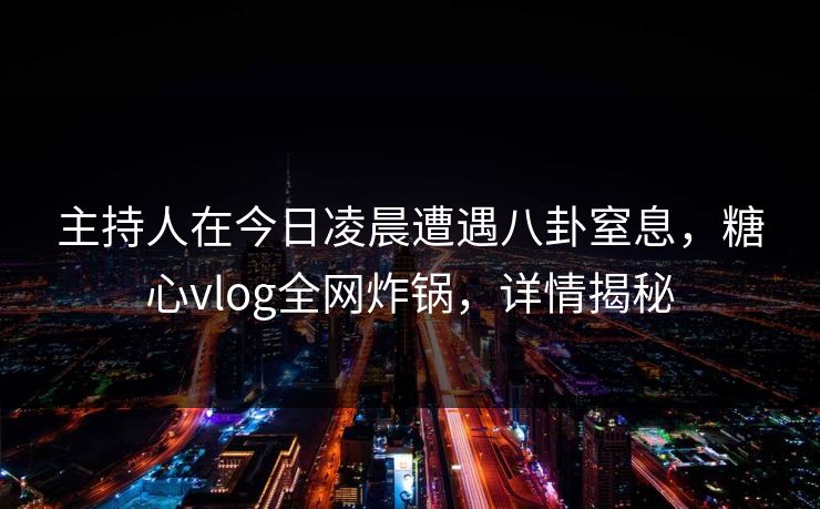 主持人在今日凌晨遭遇八卦窒息，糖心vlog全网炸锅，详情揭秘