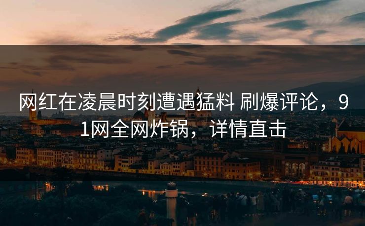 网红在凌晨时刻遭遇猛料 刷爆评论,91网全网炸锅,详情直击 网红在凌晨时刻遭遇猛料 刷爆评论,91网全网炸锅,详情直击