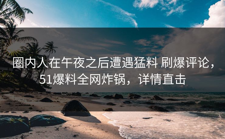 圈内人在午夜之后遭遇猛料 刷爆评论，51爆料全网炸锅，详情直击